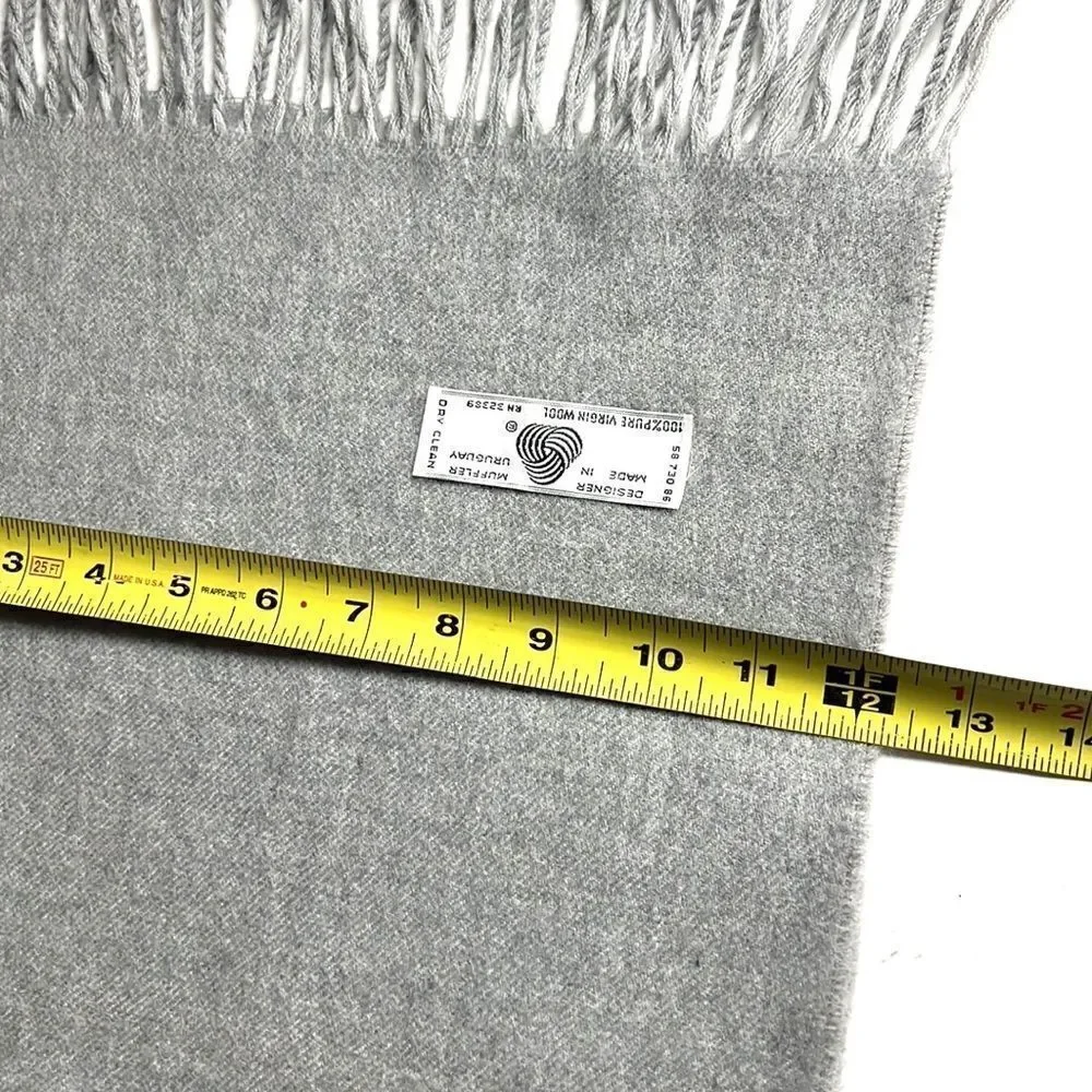 Virgin Wool Scarf Light Gray Men’s Women’s made in Uruguay
